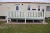 An example of a fully installed 12' x 8' end patio in the white and green colours