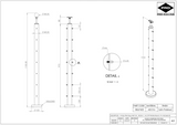 Wire Rope Mid Post -C/W Base/Cover - Choice - 48.3mm - 316l