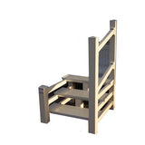 Super Rail static caravan steps in the three-tread and right-hand handrail variety