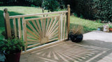 timber balustrade with sunburst