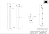 Wire Rope End Post C/W Base/Cover & Eyebolts - 48.3mm - 316l