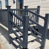 An example of a fully installed 18' x 6' side patio with steps and a gate in the cream and anthracite colours